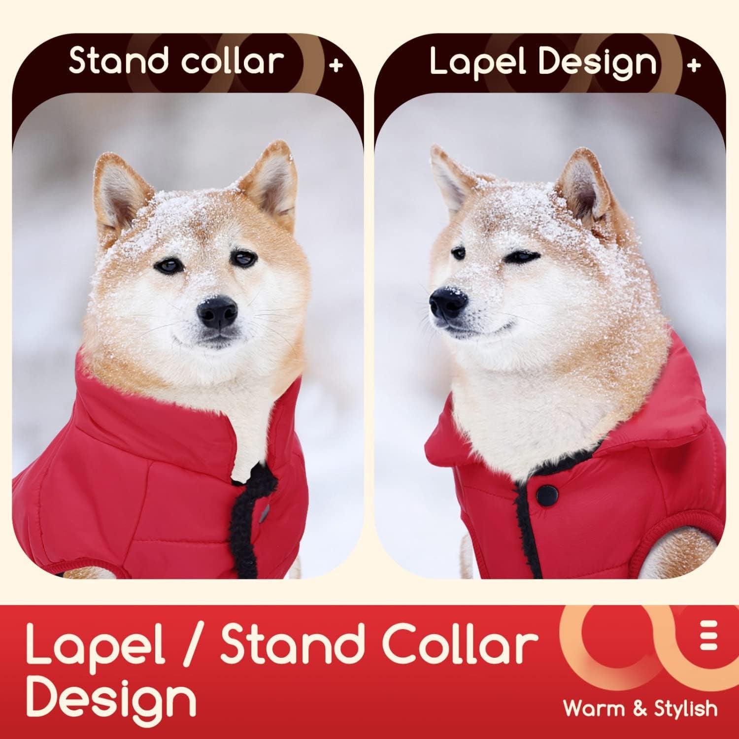 Dog Jacket, Nobleza Warm Fleece Dog Winter Coat with Leash Hole, Waterproof Outdoor Pet Clothes for Puppy Small Medium Large Dog, Ideal for Cold, Wet, Windy and Snowy Day (Red S) Animals & Pet Supplies > Pet Supplies > Dog Supplies > Dog Apparel Nobleza   