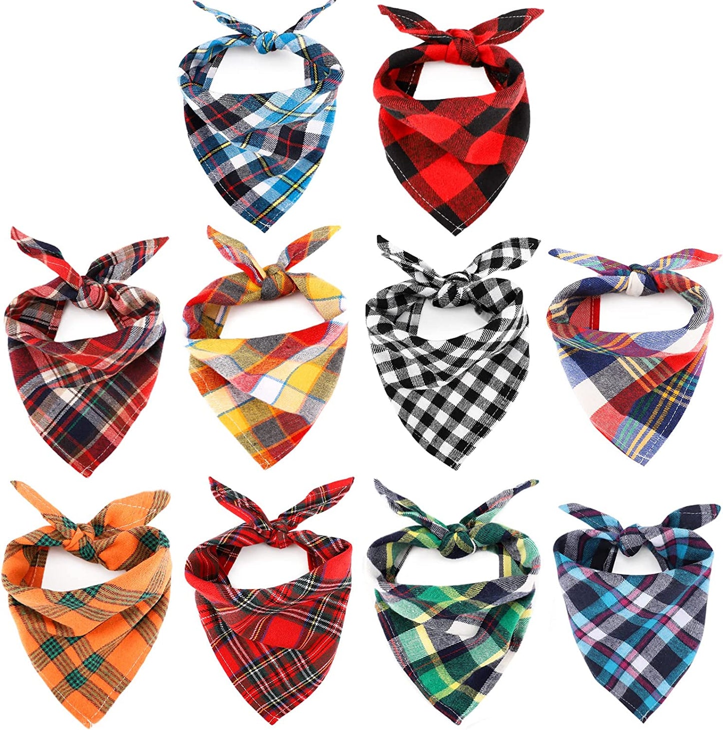 Segarty Dog Bandanas, 30 Pack 22.8"X15.7" Pet Scarf Triangle Plaid Bibs Accessories Bulk for Medium Small Dogs Cats Large Puppy Dogs, Washable Adjustable Reversible Boy Pets Birthday Kerchief Animals & Pet Supplies > Pet Supplies > Dog Supplies > Dog Apparel Segarty 10pcs_Plaid  