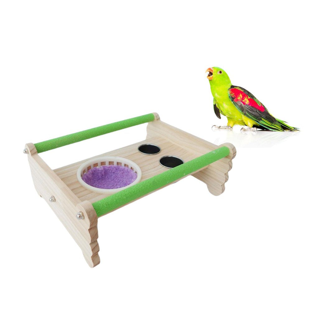 Perch Stand Birds Platform Tabletop Playstands W/ Bowl Cage Bed for Macaw Budgies Cockatiels Cockatoos Lovebird Cage Accessories - Green Animals & Pet Supplies > Pet Supplies > Bird Supplies > Bird Cages & Stands perfeclan   