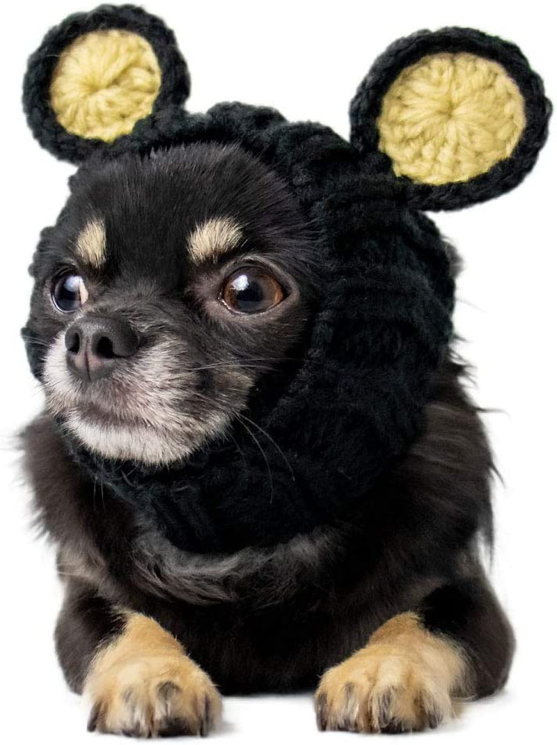 Zoo Snoods Black Bear Costume for Dogs, Large - Warm No Flap Ear Wrap Hood for Pets, Dog Outfit for Winters, Halloween, Christmas & New Year, Soft Yarn Ear Covers Animals & Pet Supplies > Pet Supplies > Dog Supplies > Dog Apparel Zoo Snoods Black Small 