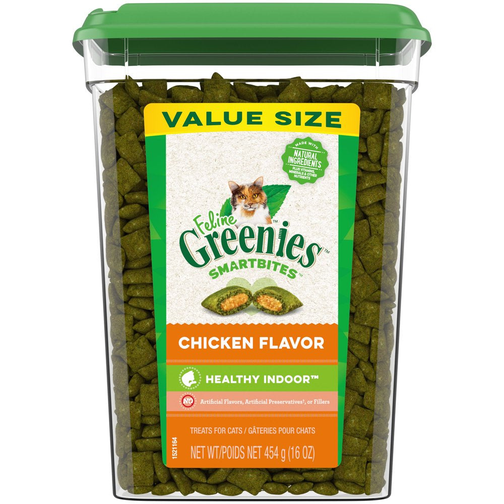 FELINE GREENIES SMARTBITES HEALTHY INDOOR Natural Treats for Cats, Chicken Flavor, 4.6 Oz. Pouch Animals & Pet Supplies > Pet Supplies > Cat Supplies > Cat Treats Mars Petcare 16 oz  