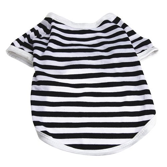 Opolski Summer Pet Puppy Small Dog Cat Strip Style Casual Apparel Clothes Vest T Shirt Animals & Pet Supplies > Pet Supplies > Cat Supplies > Cat Apparel CDAR S Black 