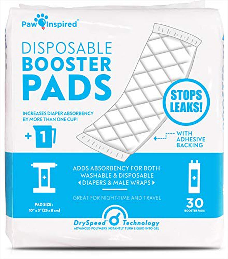 Paw Inspired 30Ct Dog Diaper Pads | Disposable Diaper Liners | Booster Pad Inserts Fit Most Female and Male Washable and Disposable Dog Diapers and Belly Bands | Adds Absorbency, Stops Leaks Animals & Pet Supplies > Pet Supplies > Dog Supplies > Dog Diaper Pads & Liners PAW INSPIRED   