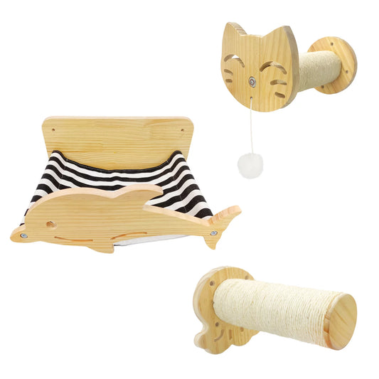Arkham Pet Cat Hammock Wall Mounted Cat Shelf, Set of 3 Modern Cat Bed & Furniture for Large Cats or Kitty, Hanging Sisal Rope Grinding Claws Toy Animals & Pet Supplies > Pet Supplies > Cat Supplies > Cat Beds Arkham Pet   