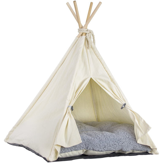 American Art Decor Pet Teepee Portable Dog & Cat Bed with Cushion - Beige Animals & Pet Supplies > Pet Supplies > Cat Supplies > Cat Beds Crystal Art Gallery   