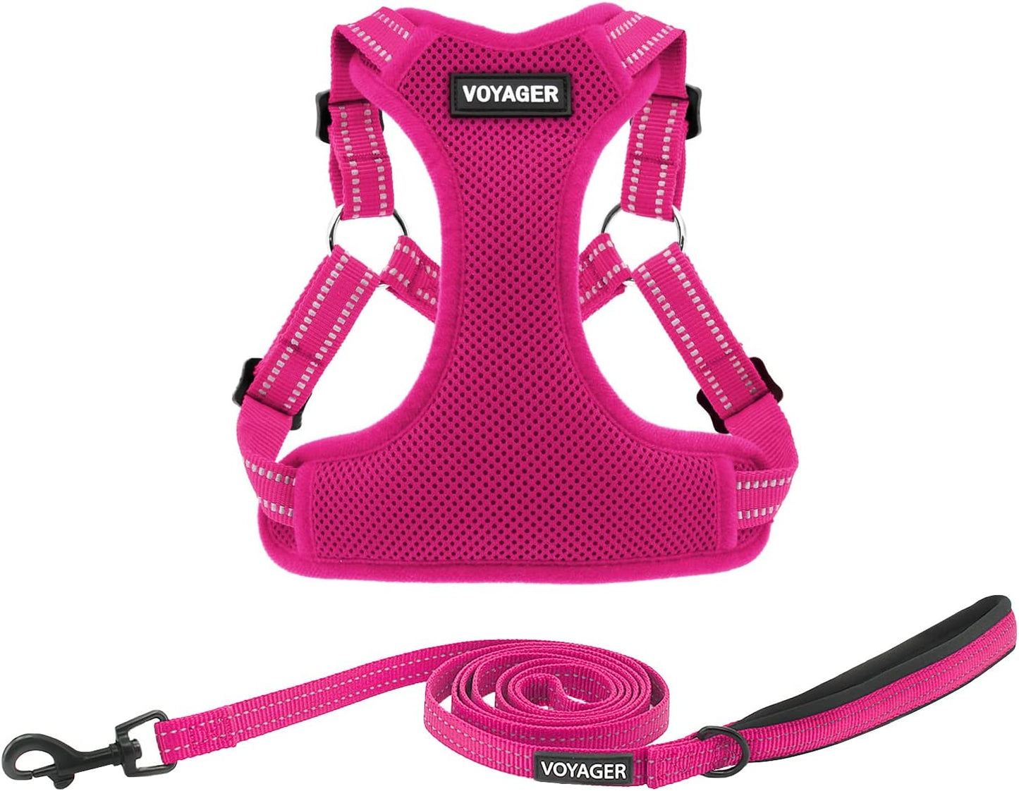 Best Pet Supplies Voyager Adjustable Dog Harness with Reflective Stripes for Walking, Jogging, Heavy-Duty Full Body No Pull Vest with Leash D-Ring, Breathable All-Weather - Harness (Red), M Animals & Pet Supplies > Pet Supplies > Dog Supplies > Dog Apparel Best Pet Supplies, Inc. Fuchsia (Leash Bundle) S (Chest: 15 - 18") 