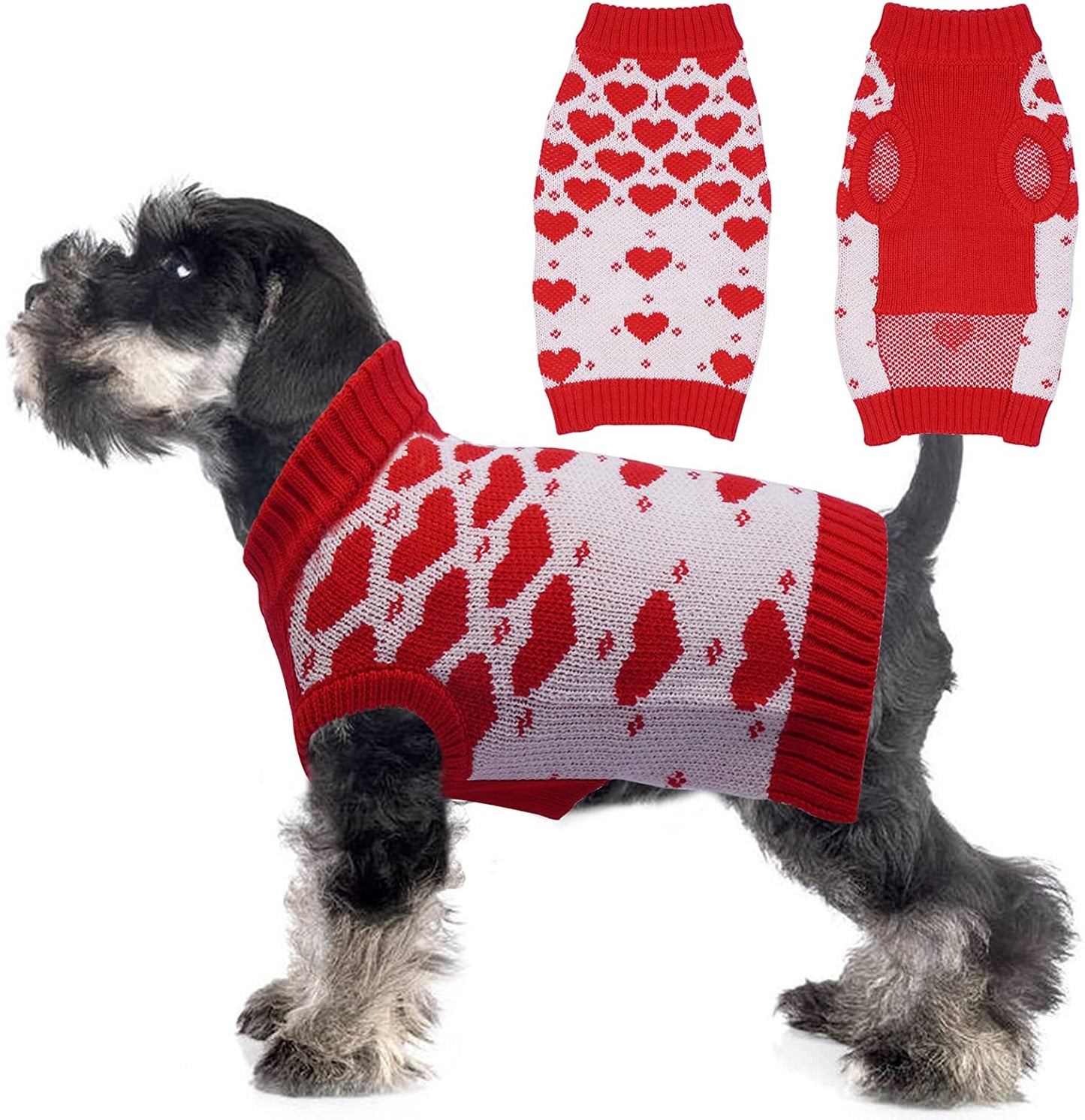 Dora Bridal Dog Sweater for Small Dogs-Love Heart Small Dog Sweater-Knitted Red Dog Sweater Cat Sweater-Pullover Christmas Sweaters for Dogs- Small Dog Sweaters for Girls-Cat Christmas Sweater-L Animals & Pet Supplies > Pet Supplies > Dog Supplies > Dog Apparel DORA BRIDAL Red X-Small 