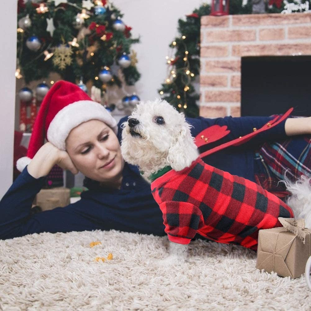 Red Plaid Dog Pajamas Soft Flannel Pjs for Dog Pet Clothes Warm and Cozy (S) Animals & Pet Supplies > Pet Supplies > Dog Supplies > Dog Apparel Mtliepte   