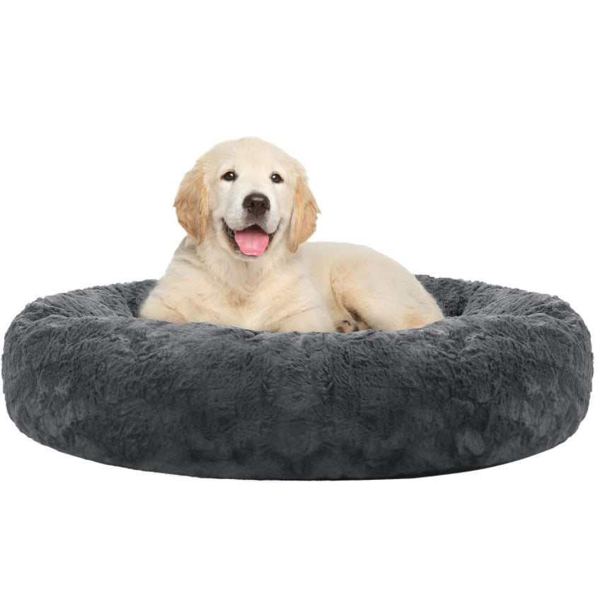 Focuspet Pet Dog Bed Cat Bed, round Plush Dog Beds for Small Medium Large Dogs and Cats, Donut Calming Puppy Bed Washable,Dark Gray Animals & Pet Supplies > Pet Supplies > Cat Supplies > Cat Beds 09198226552753 L-32"  