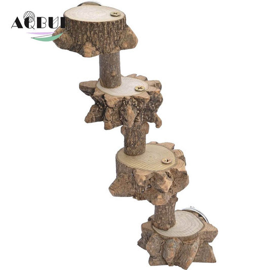 Bird Platform Perch Playground for Parrots, Cage Natural Wood Play Parrot Flat Perch for Big Birds, Bird Cage Ladder Climbing Toys 4 Steps Animals & Pet Supplies > Pet Supplies > Bird Supplies > Bird Ladders & Perches KOL PET   