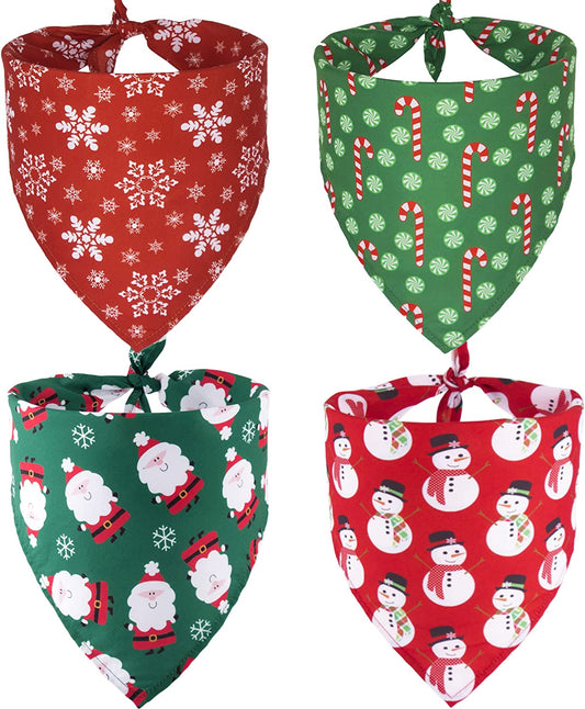 ADOGGYGO 4 Pack Dog Bandana Christmas Dog Scarf Bibs Kerchief Set Dog Christmas Costume Xmas Holiday Bandanas for Small Medium Large Dogs Cats Pets Animals & Pet Supplies > Pet Supplies > Dog Supplies > Dog Apparel ADOGGYGO   