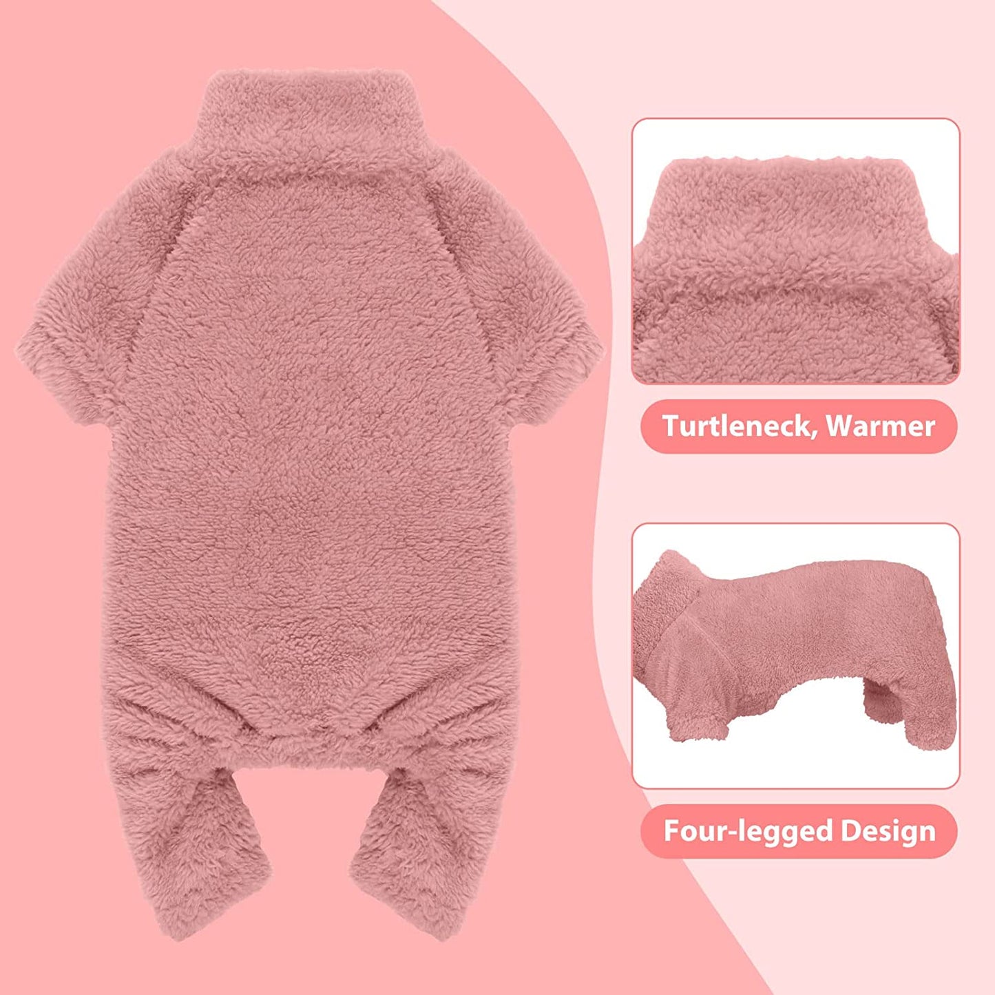 Fuzzy Dog Pajamas Turtleneck Dog Clothes Warm Soft Cozy Lightweight Dog Pjs Dog Sweaters for Small Dogs(Pink-Xs) Animals & Pet Supplies > Pet Supplies > Dog Supplies > Dog Apparel Stpiatue   