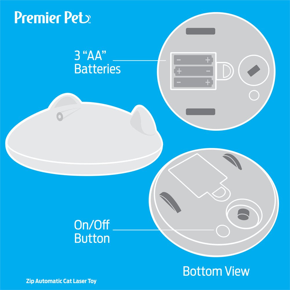 Premier Pet Zip Automatic Laser Cat Toy - Interactive Toy with Laser Moves in Random Directions Providing Long-Lasting, Hands-Free Play, Chase and Exercise - Battery Operated Animals & Pet Supplies > Pet Supplies > Cat Supplies > Cat Toys Radio Systems Corporation   