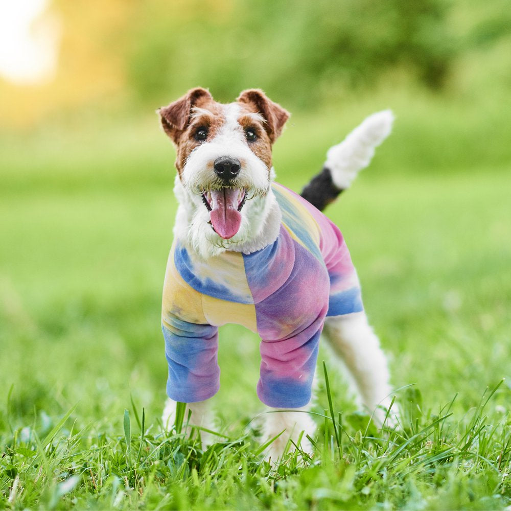 ROZKITCH Dog Pajamas Turtleneck Onesie Soft Breathable Stretchy Cotton Winter Coat Rainbow Tie Dye Shirt 4 Lges Basic Jumpsuit Clothes Apparel Outfit for Puppy and Cat Small Medium Large Dog Animals & Pet Supplies > Pet Supplies > Dog Supplies > Dog Apparel ROZKITCH   