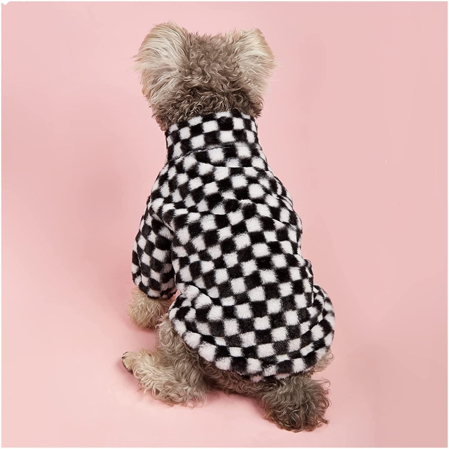 Keffiyeh Dog Clothes Plush Warm Coat for Small Medium Dogs Jacket (Color : Black White Lattice, Size : 2XL) Animals & Pet Supplies > Pet Supplies > Dog Supplies > Dog Apparel keffiyeh   