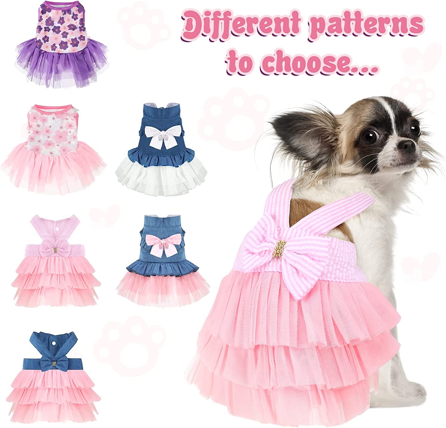 Puppy Dresses for Girl Small Dogs Summer Mesh Dress Princess Dog