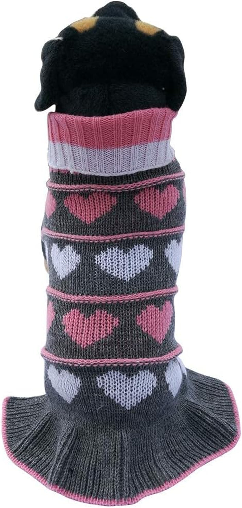 Jecikelon Pet Dog Long Sweaters Dress Knitwear Turtleneck Pullover Warm Winter Puppy Sweater Long Dresses (Grey Heart, X-Large) Animals & Pet Supplies > Pet Supplies > Dog Supplies > Dog Apparel Jecikelon   