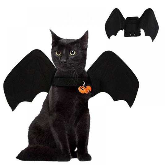 Black Halloween Cat Bat Wings Pet Costume,Black Bat Wings Pet Apparel Harness,Halloween Eve Party Pets Cosplay