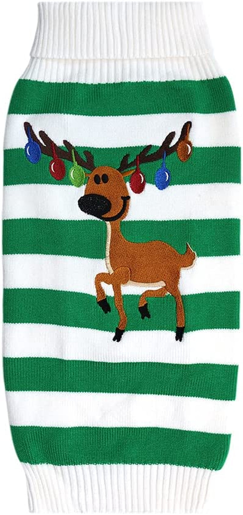 DELIFUR Dog Christmas Reindeer Sweater Pet Winter Elk Bells Sweaters for Small Dog and Cat (S, Green) Animals & Pet Supplies > Pet Supplies > Dog Supplies > Dog Apparel DELIFUR Green S 