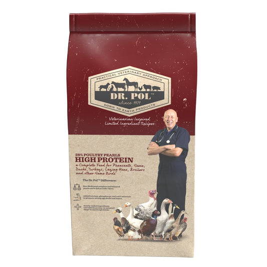 Dr. Pol High Protein 28% Poultry Pearls Gamebird Feed for Young Pheasants, Geese, Ducks, Turkeys, Laying Hens, Broilers and Other Large or Small Gamebirds, 6 Lb. Bag