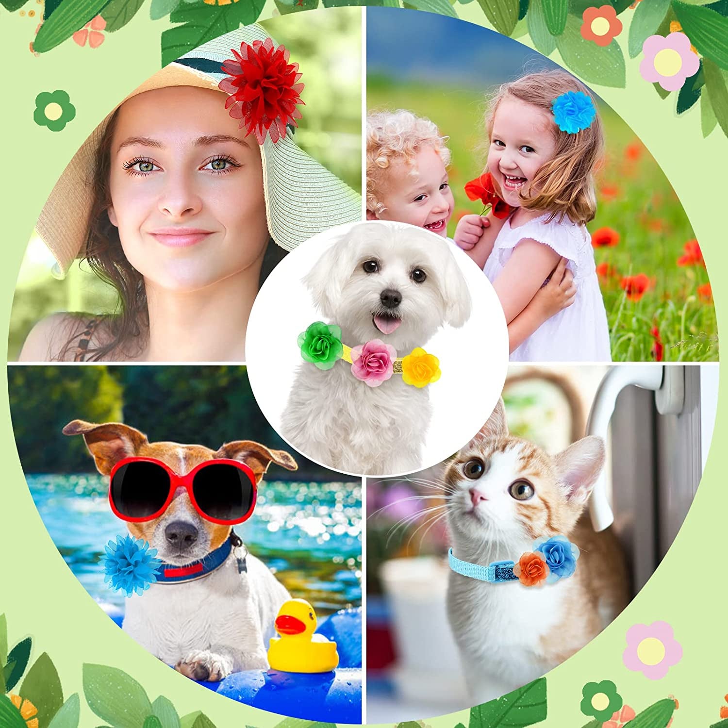 42 Pcs Dog Collar Flowers Dog Collar Accessories Dog Grooming Bows PET Flower Collar Embellishments Dog Flower Bow Ties Dog Collar Charms Flower for Puppy Dog Cat PET Collar, 6 Styles (Cute Colors) Animals & Pet Supplies > Pet Supplies > Dog Supplies > Dog Apparel Saintrygo   