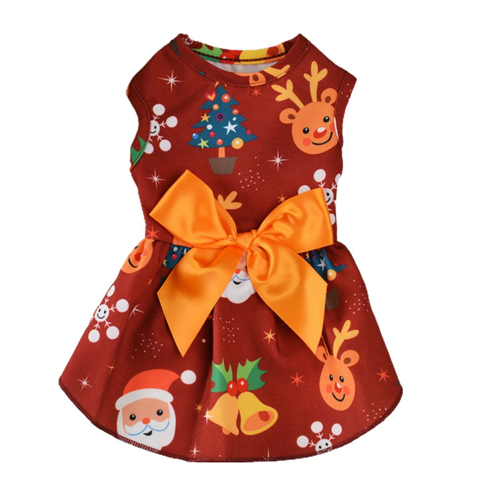 SPRING PARK Christmas Dog Dresses for Small Dogs,Cute Girl Dog Clothes,Holiday Festival Female Dog Dress Pet Party Costumes and Cats Outfit,For Wedding/Birthday Apparel Animals & Pet Supplies > Pet Supplies > Cat Supplies > Cat Apparel SPRING PARK   