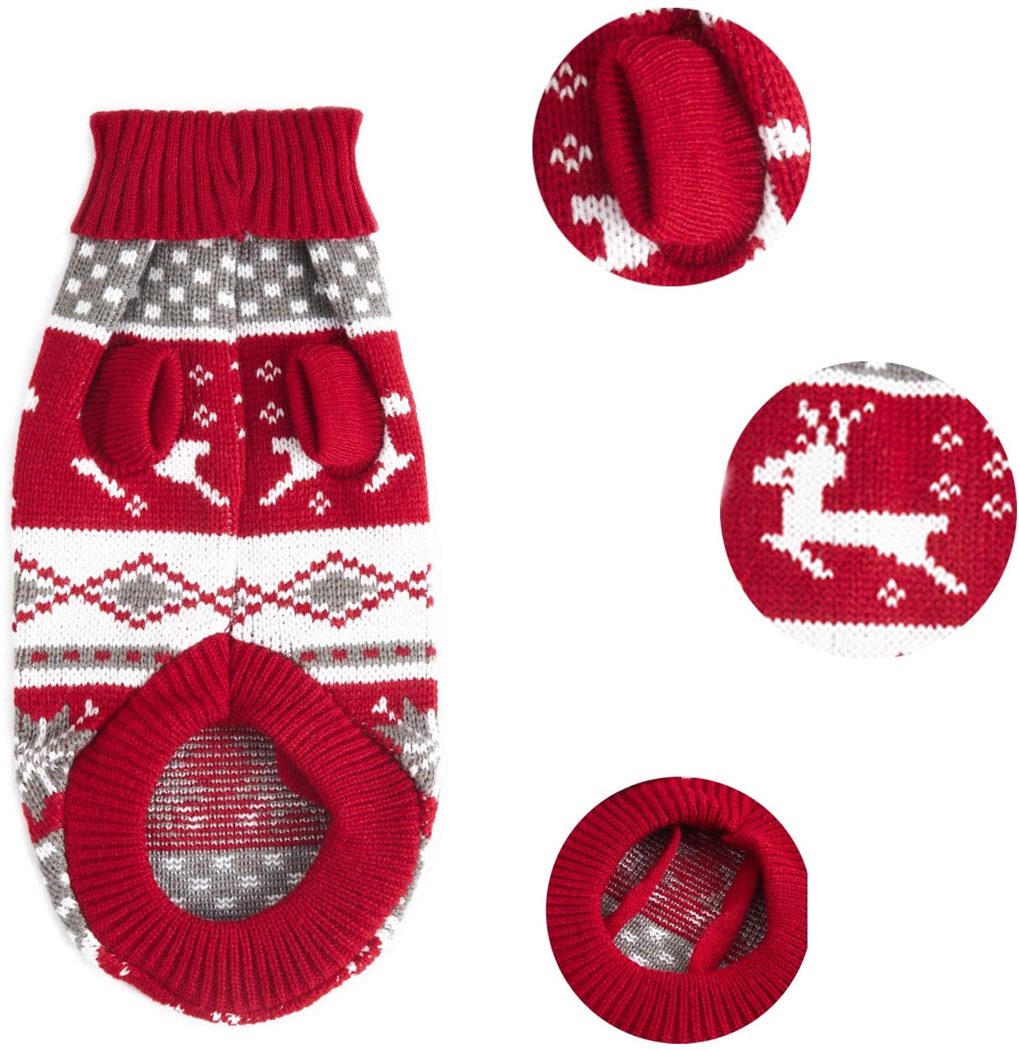 ZIFEIPET Dog Christmas Sweater Cute Reindeer Snowflake Knit Sweater Pet Holiday Cloth Soft Warm Turtleneck Knitwear for Large Dogs Animals & Pet Supplies > Pet Supplies > Dog Supplies > Dog Apparel JIACHONG   