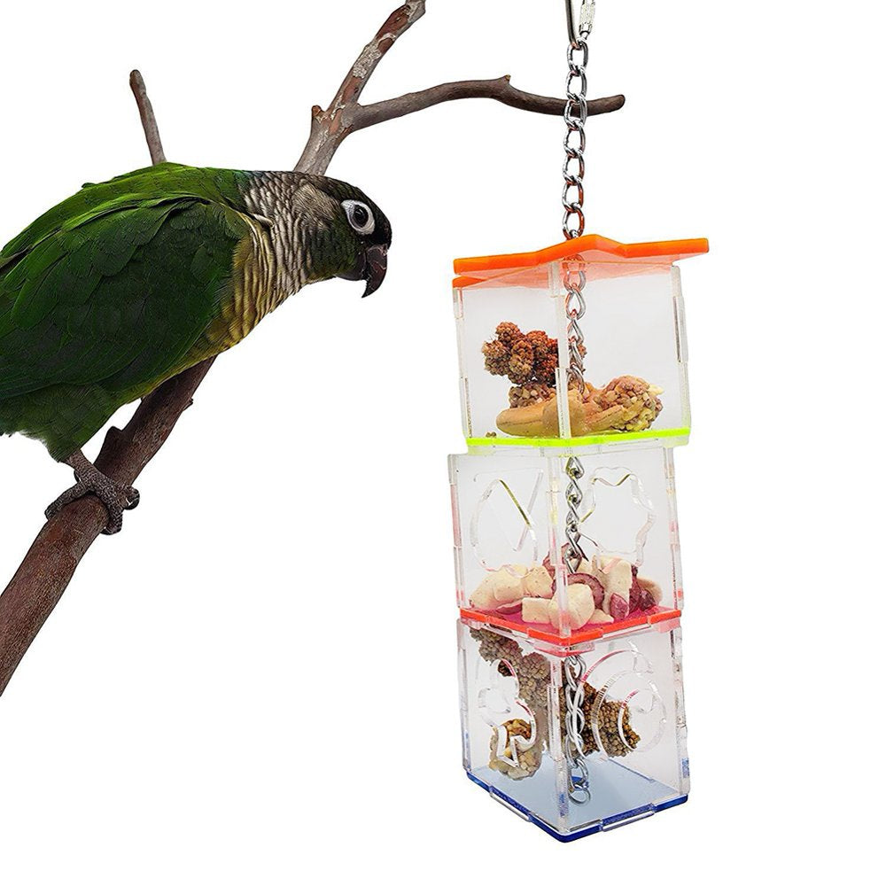 OTVIAP Bird Hanging Food Holder,Multilayer Bird Parrot Forage Box Hanging Treat Foraging Toy Transparent Acrylic Food Holder Animals & Pet Supplies > Pet Supplies > Bird Supplies > Bird Toys FAGINEY   