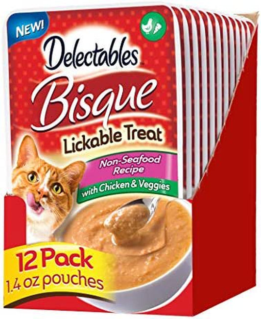 Hartz Delectables Non-Seafood Bisque Lickable Wet Cat Treats for Adult & Senior Cats, Chicken & Veggies, 12 Count Animals & Pet Supplies > Pet Supplies > Cat Supplies > Cat Treats Bolanlay LLC   