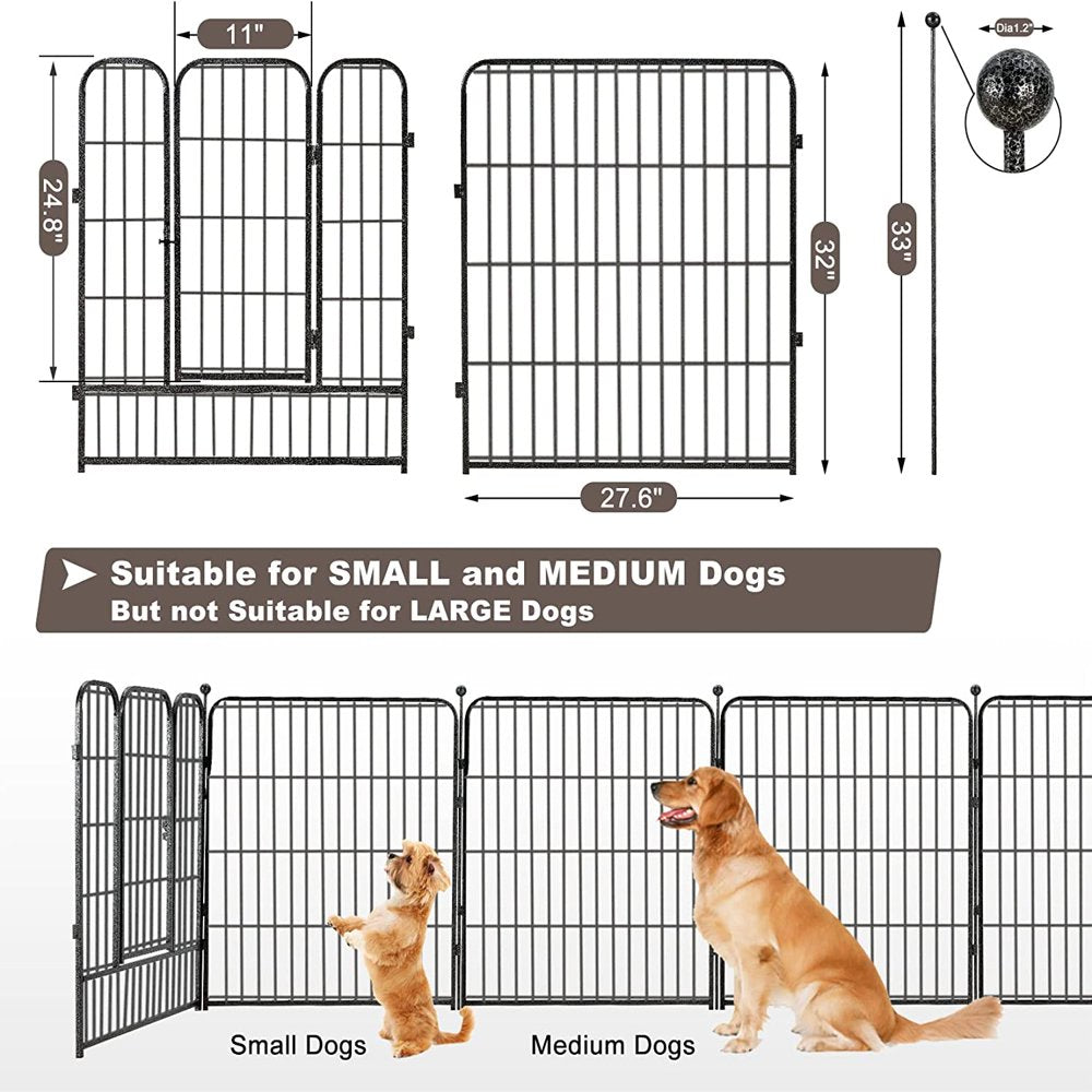 Saim Metal Dog Playpen 8 Panel Dog Pen 32Inch Height Exercise Pen W/Door for Small/Medium Dogs Outdoor Indoor RV Yard