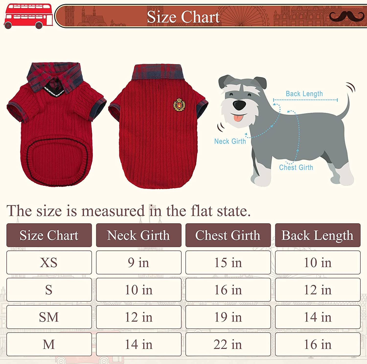 PUPTECK Soft Warm Dog Sweater Cute Knitted Dog Winter Clothes Classic Plaid Dog Coats for Cats Small Medium Puppy Dogs Animals & Pet Supplies > Pet Supplies > Dog Supplies > Dog Apparel PUPTECK   