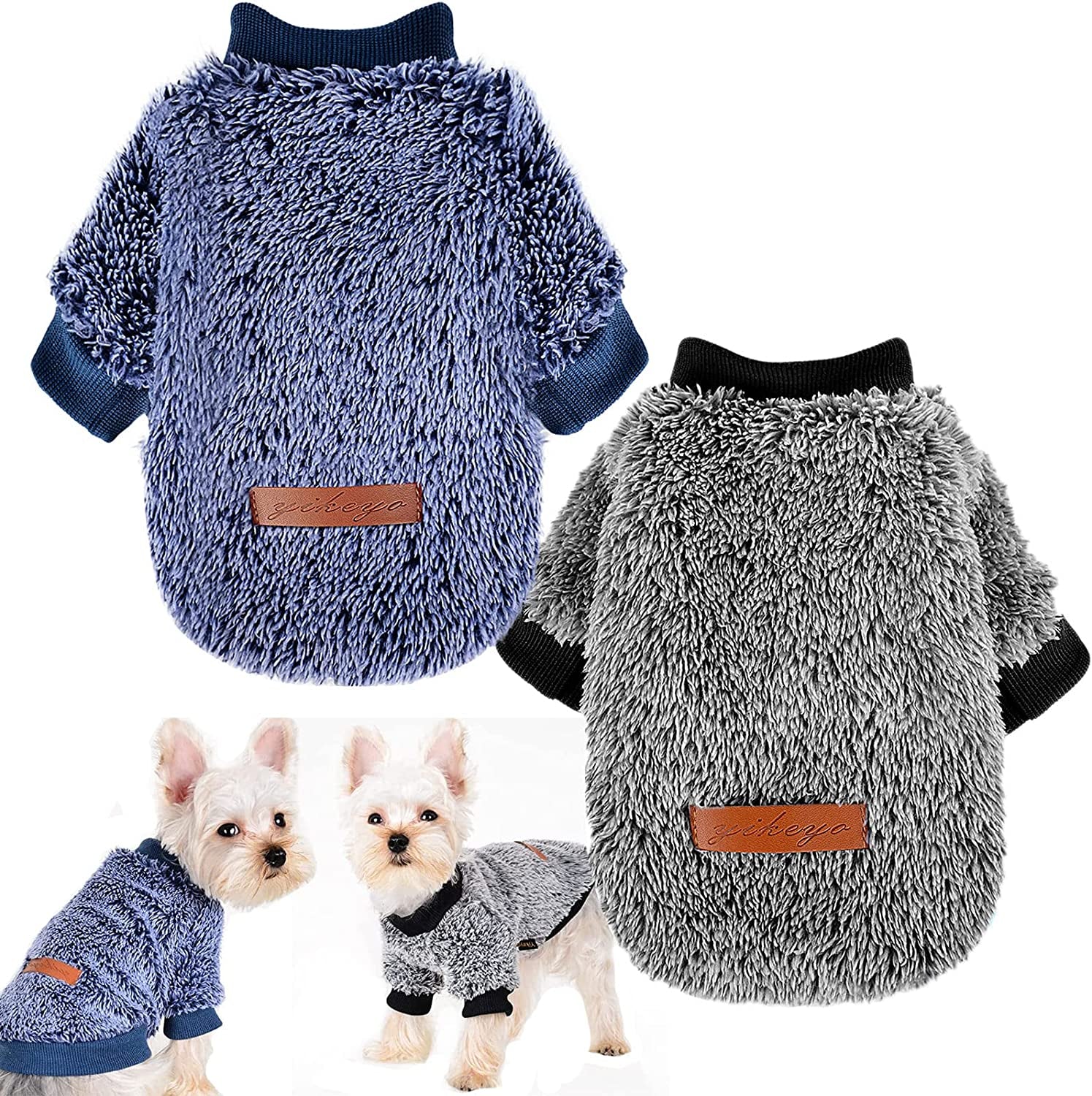 Chihuahua Dog Sweater Puppy Sweaters Cat Sweater XXS Dog Sweater XXS Pet Clothes Teacup Dog Clothes Doggie Sweaters for Small Dogs Tiny Puppy Sweater Extra Small Dog Sweater (Medium) Animals & Pet Supplies > Pet Supplies > Dog Supplies > Dog Apparel Sebaoyu blue,grey Small 