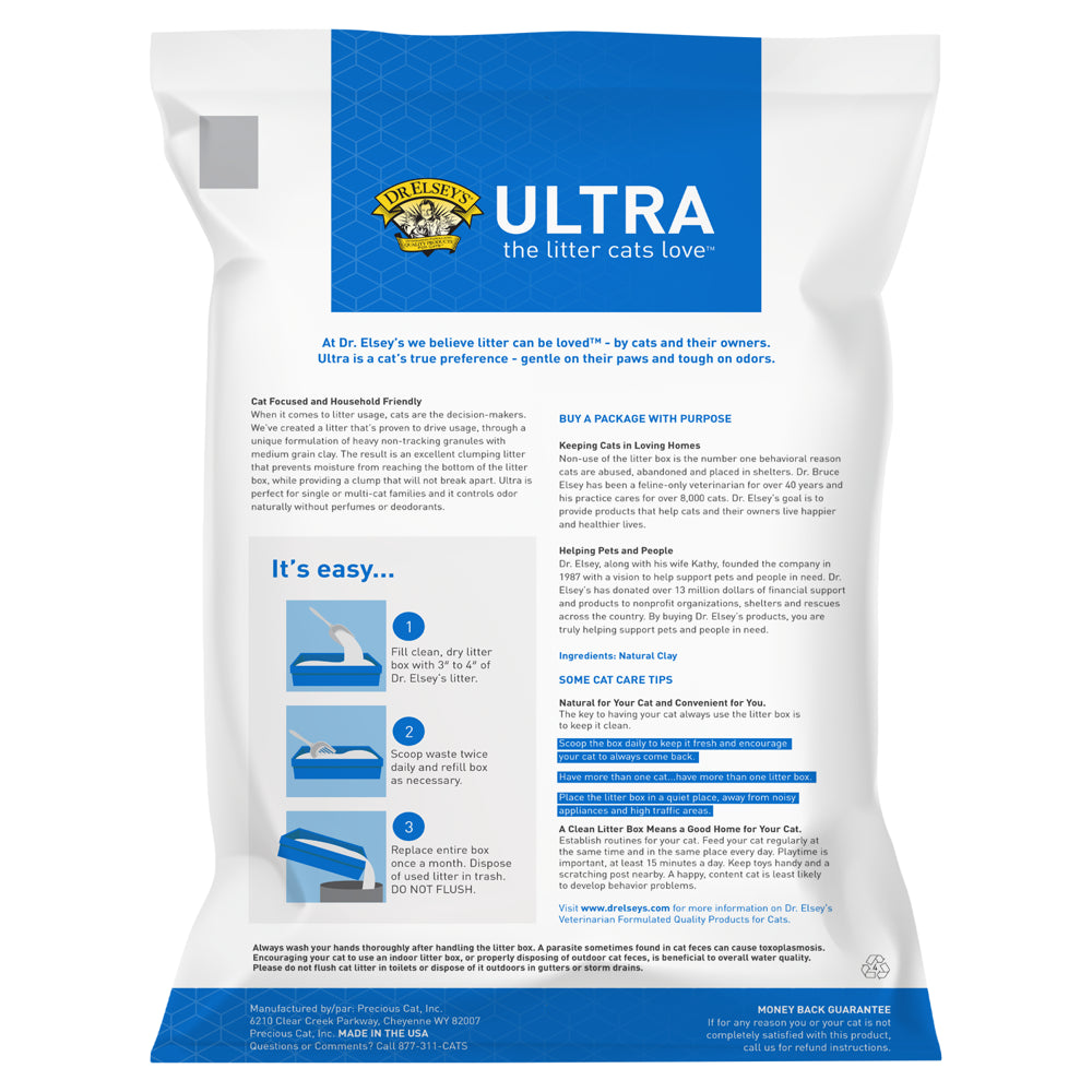 Dr. Elsey'S Precious Cat Ultra Unscented Clumping Clay Cat Litter, 40Lb Bag Animals & Pet Supplies > Pet Supplies > Cat Supplies > Cat Litter Precious Cat   