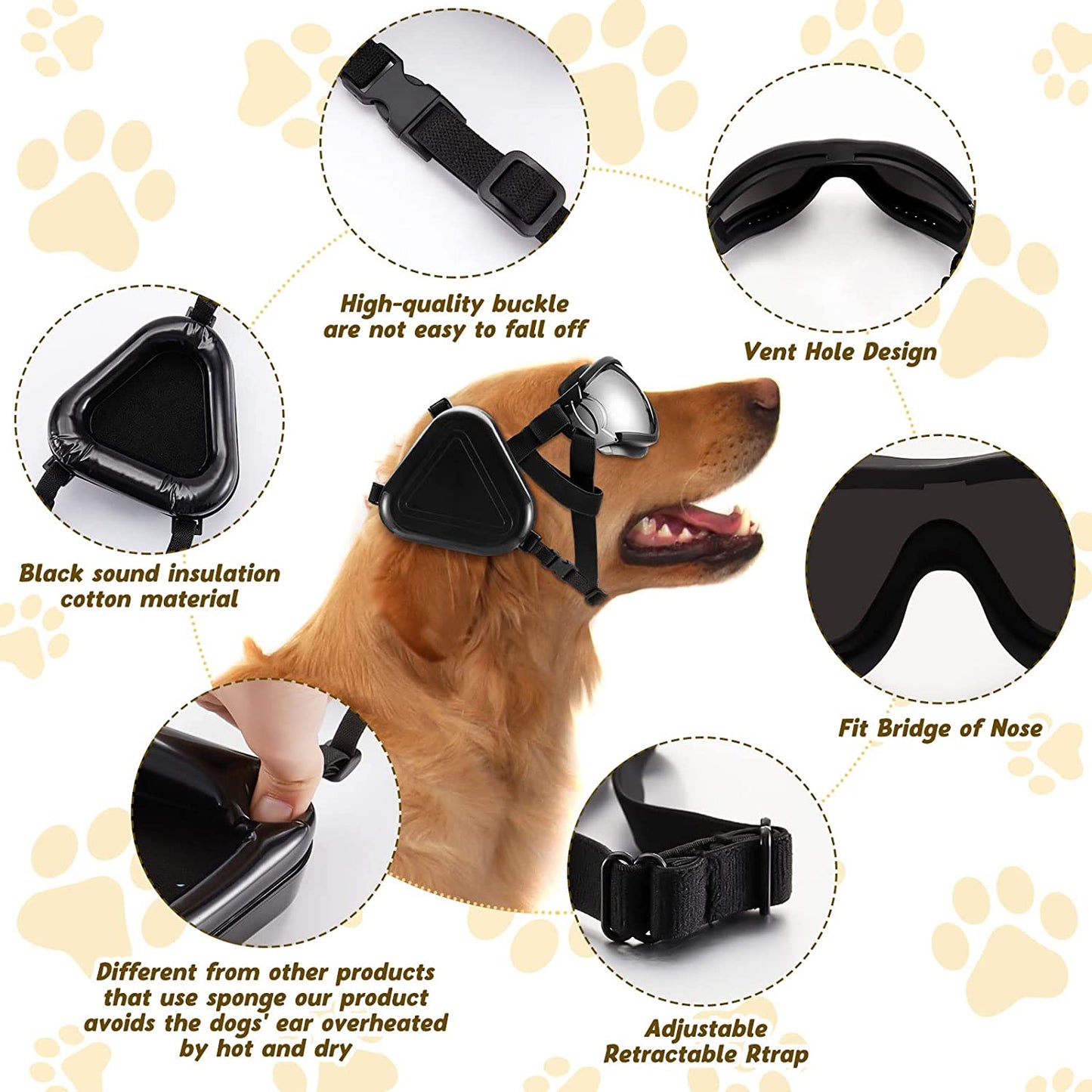 Hearing Protection for Dogs with Dog Sunglasses Dog Goggles, Dog Accessories Noise Cancelling Ear Muffs for Dogs Dog Glasses for Wind Protection Dust Protection Fog Protection Pet Accessories Animals & Pet Supplies > Pet Supplies > Dog Supplies > Dog Apparel Amylove   