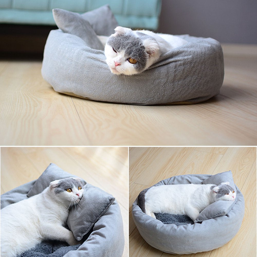 Legendog Pet Cat round Bed Dog Cushion Bed Calming Soft Sleeping Bed with Pillow for Small Dog & Indoor Cats Animals & Pet Supplies > Pet Supplies > Cat Supplies > Cat Beds Legendog   