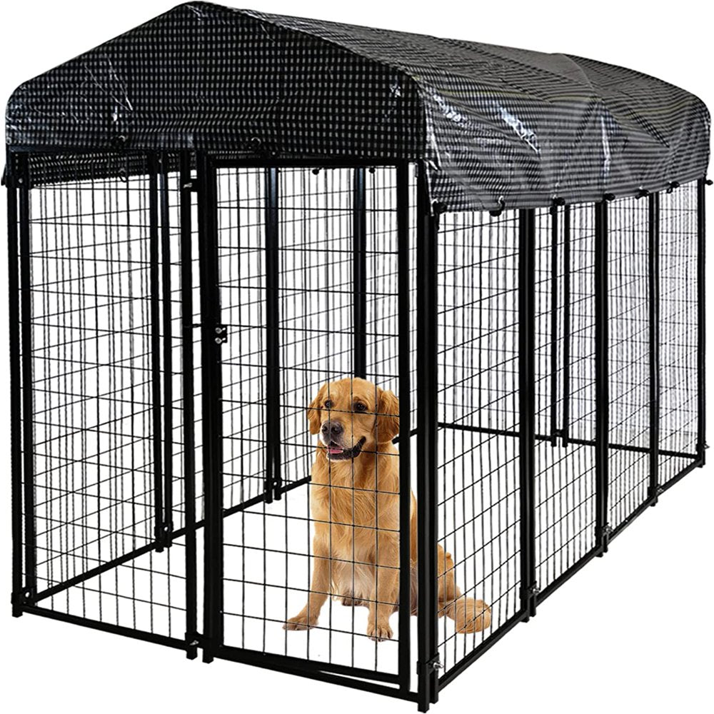 HITTITE Large Outdoor Dog Kennel, Heavy Duty Outdoor Fence Dog Cage, Anti-Rust Dog Pens Outdoor Dog Fence with Waterproof Uv-Resistant Cover and Secure Lock for Backyard 6.76'Lx6.76'Wx5.64'H Animals & Pet Supplies > Pet Supplies > Dog Supplies > Dog Kennels & Runs HITTITE 6'L x4' W x 6'H  