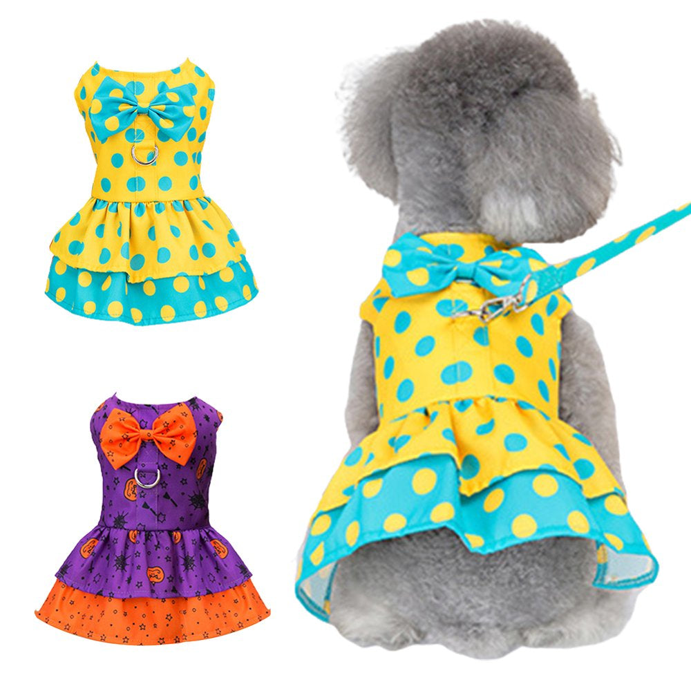 Shenmeida Dog Dresses for Small Dogs Summer Harness with Leash Bow-Knot Girl Dog Clothes Apparel Pet Cat Skirt Costume Outfits Puppy Clothing Animals & Pet Supplies > Pet Supplies > Cat Supplies > Cat Apparel shenmeida XL Purple 