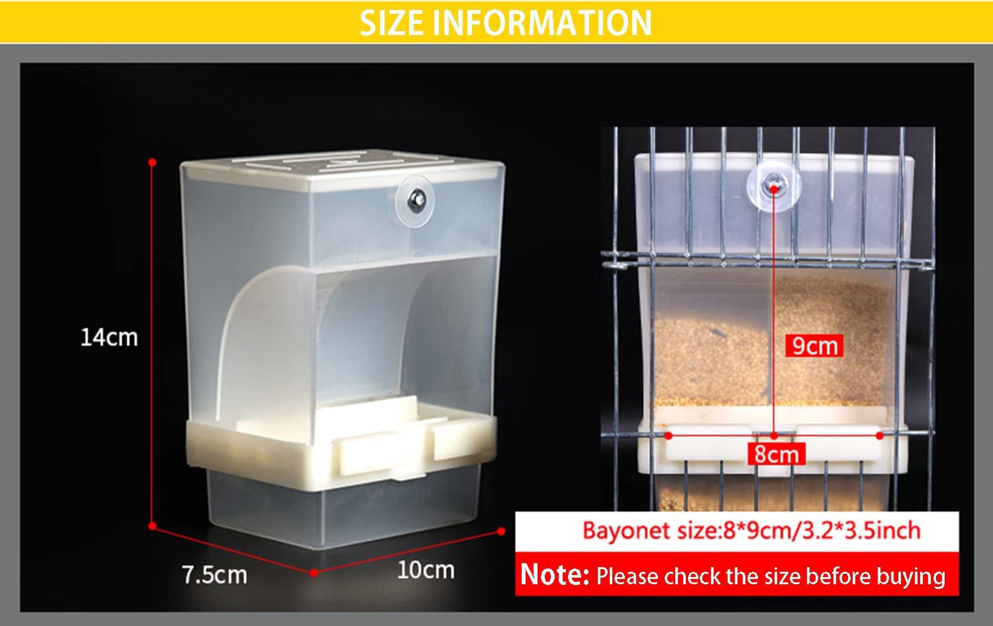 Automatic Bird Feeder No Mess for Cage inside Birds Stuff Cage Accessories Seed Food Container for Small Brids Cockatiel Budgerigar Macaw Finch Budgie Parakeet Conure Canary Parrots Animals & Pet Supplies > Pet Supplies > Bird Supplies > Bird Cage Accessories SurVank   