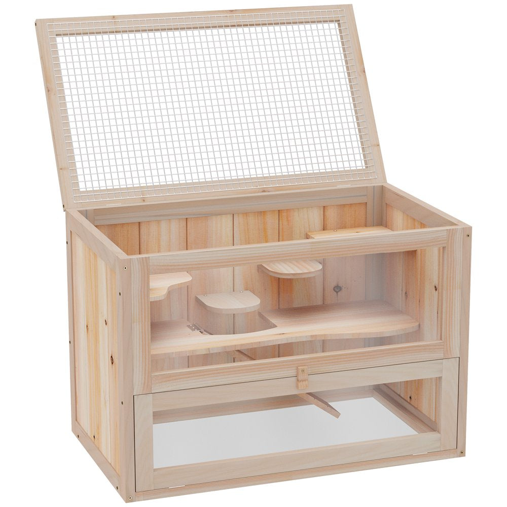 Pawhut 2-Level Hamster Cage & Small Animal Habitat for Rabbits, Guinea Pigs, & Chinchillas with Openable Roof & Window Animals & Pet Supplies > Pet Supplies > Small Animal Supplies > Small Animal Habitats & Cages Aosom LLC   