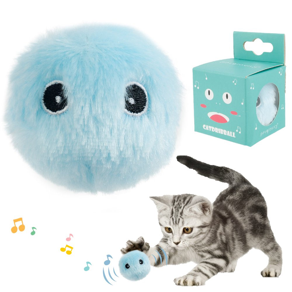 JTWEEN Fluffy Plush Cat Toy Balls Interactive Chirping Balls with 3 Lifelike Animal Chirping Sounds Frog Cricket Bird Kitten Refillable Catnip Toys Cat Kicker Toys for Indoor Cats Exercise Animals & Pet Supplies > Pet Supplies > Cat Supplies > Cat Toys JTWEEN blue (frog sound)  