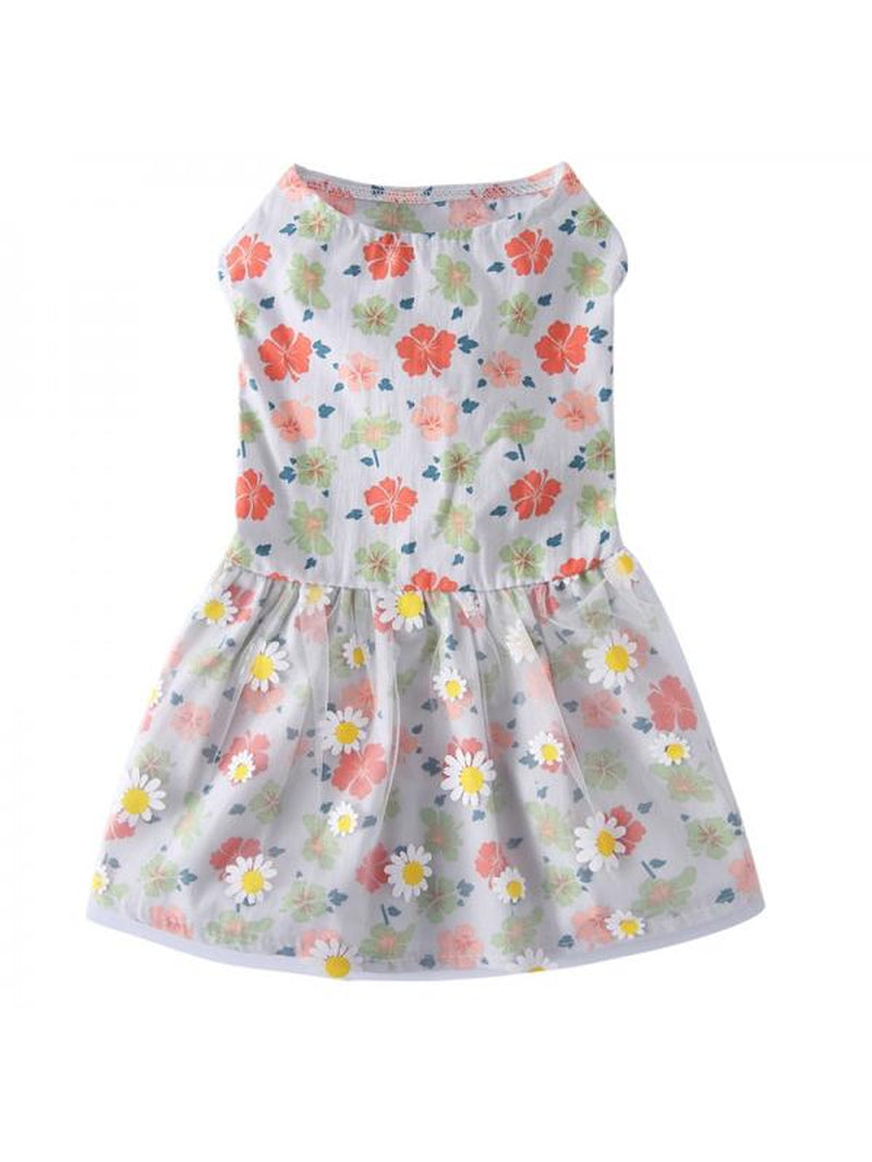 Flower Dog Dress for Pet Colorful Flower Print Clothes Birthday Party Doggie Sundress Puppy Clothes Animals & Pet Supplies > Pet Supplies > Dog Supplies > Dog Apparel Jongmart M Apricot 