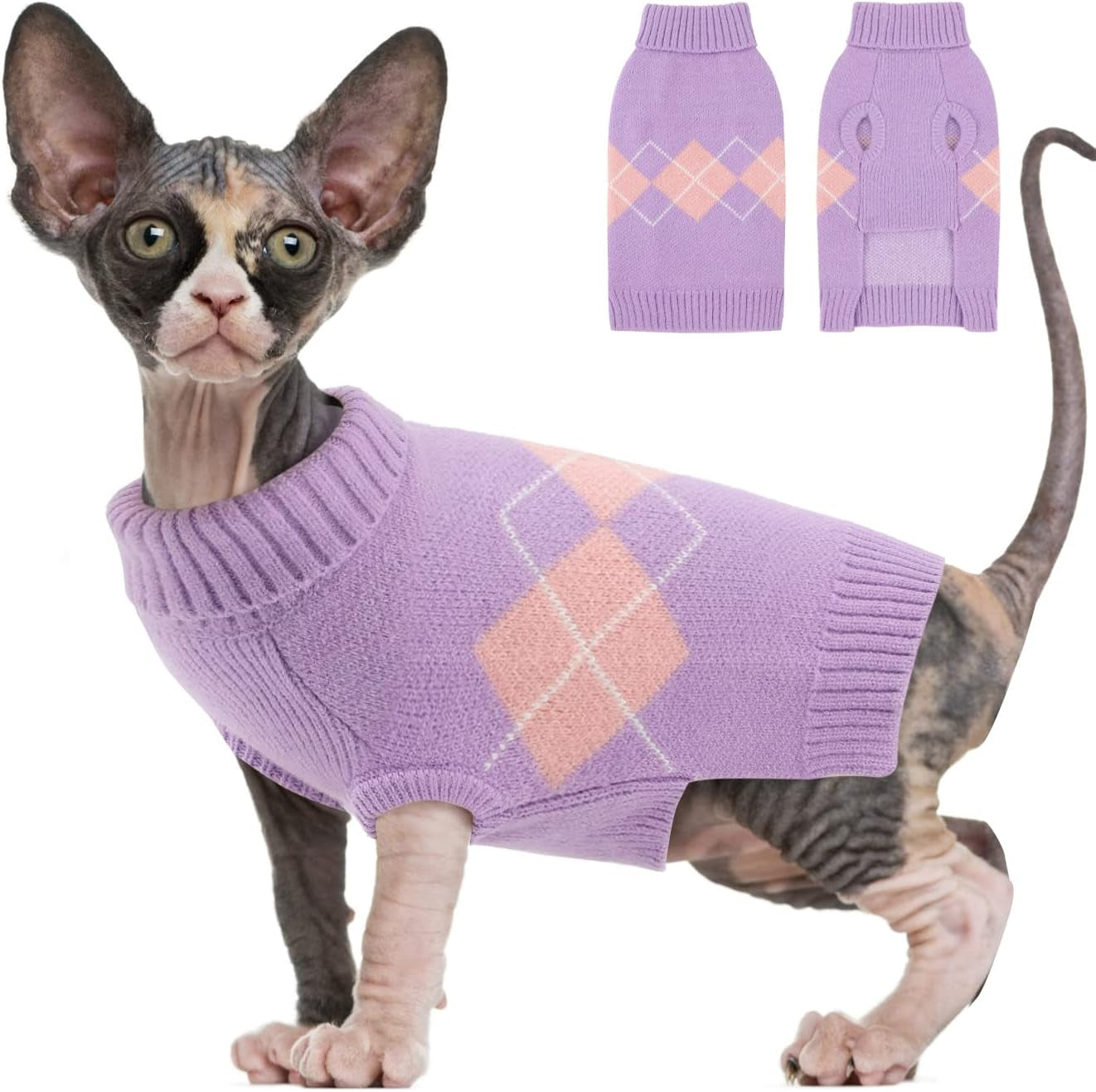 ALAGIRLS Winter Dog Sweater Warm Puppy Clothes,Classic Turtleneck Plaid Cat Sweater,Pullover Christmas Holiday Pet Outfits Apparel for Large Dogs,Pink L Animals & Pet Supplies > Pet Supplies > Dog Supplies > Dog Apparel ALA Purple Medium 