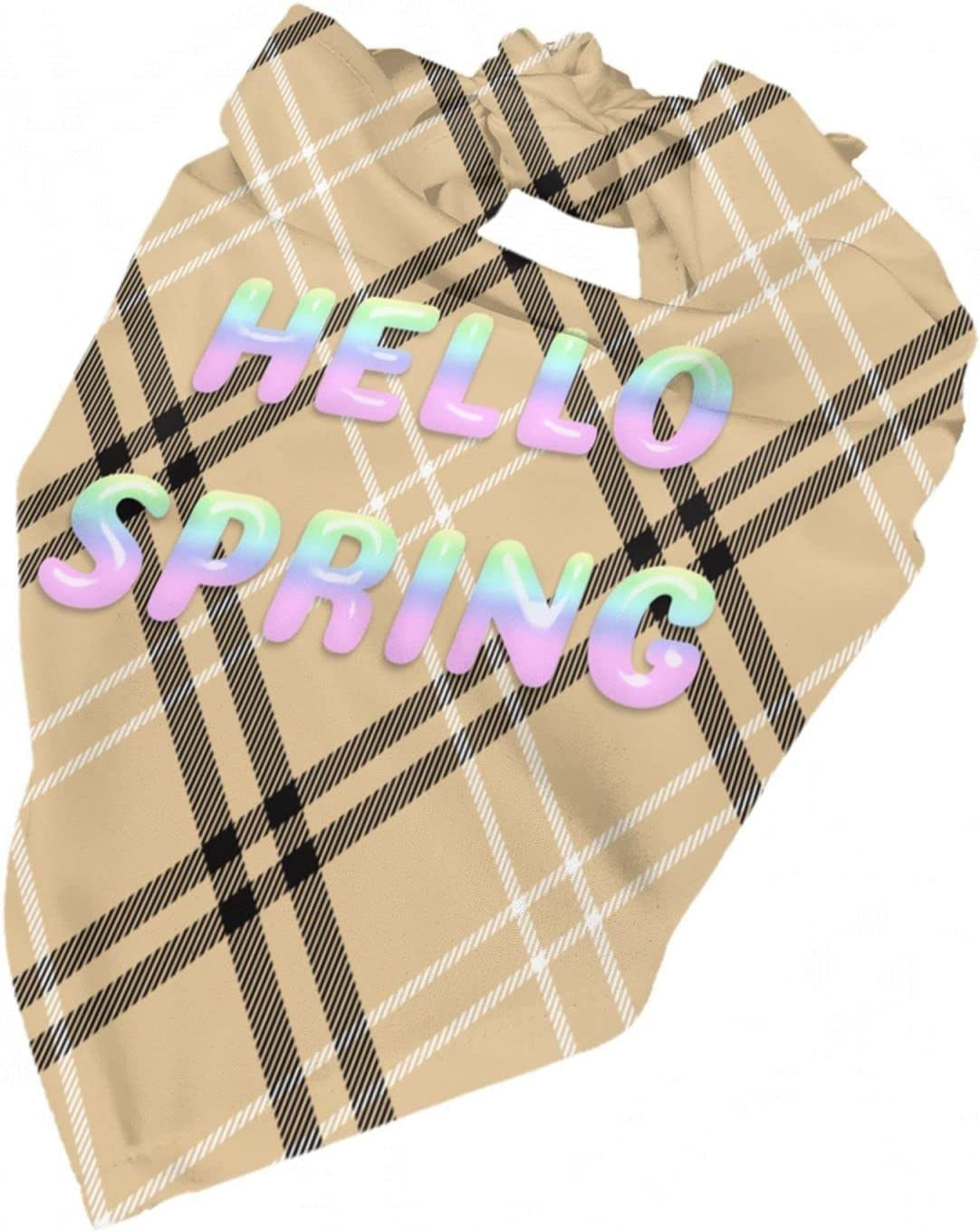 Round Hello Spring Font Gradient Pet Dog and Cat Decorative Triangle Scarf,Dog Bandana,Breathable and Stain Resistant. Animals & Pet Supplies > Pet Supplies > Dog Supplies > Dog Apparel ZALTAS   