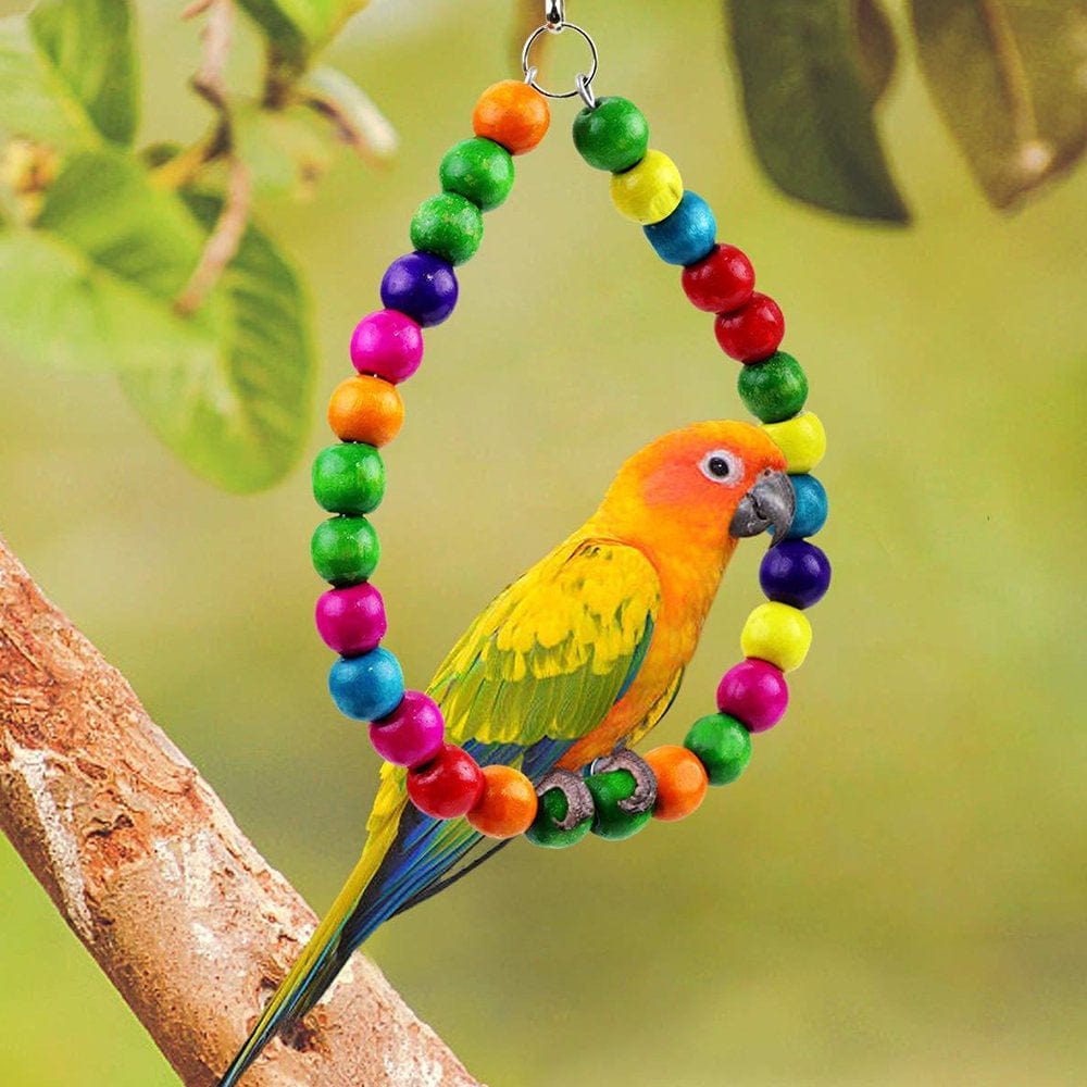 8Pcs Bird Parrot Toys, Natural Wood Bird Swing Climbing Chewing Standing Hanging Perch Hammock Rope Ladder Bell Bird Cage Toys for Budgerigar, Parakeet, Animals & Pet Supplies > Pet Supplies > Bird Supplies > Bird Ladders & Perches Heopbird   