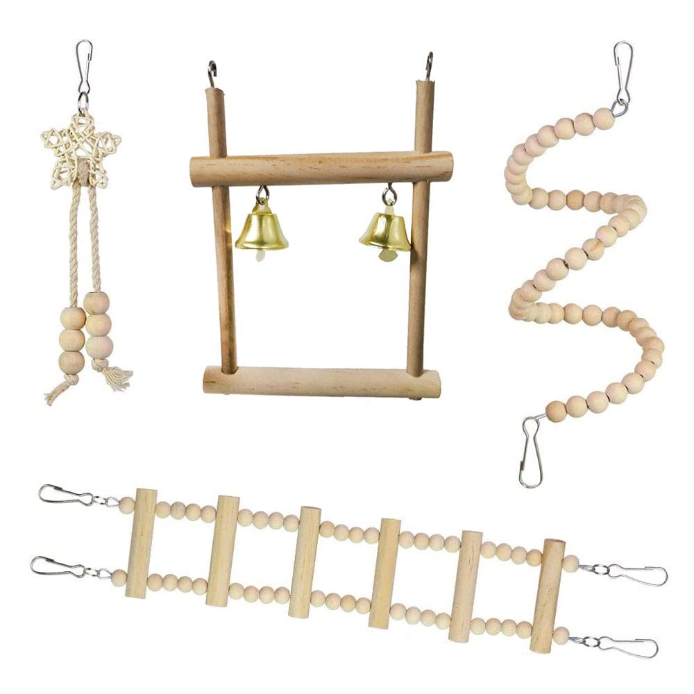 8Pcs/Set Bird Parrot Toys Wooden Hanging Swing Hammock Climbing Ladders Parakeet Cockatiels Perches Pet Supplies Animals & Pet Supplies > Pet Supplies > Bird Supplies > Bird Ladders & Perches unahtinr   