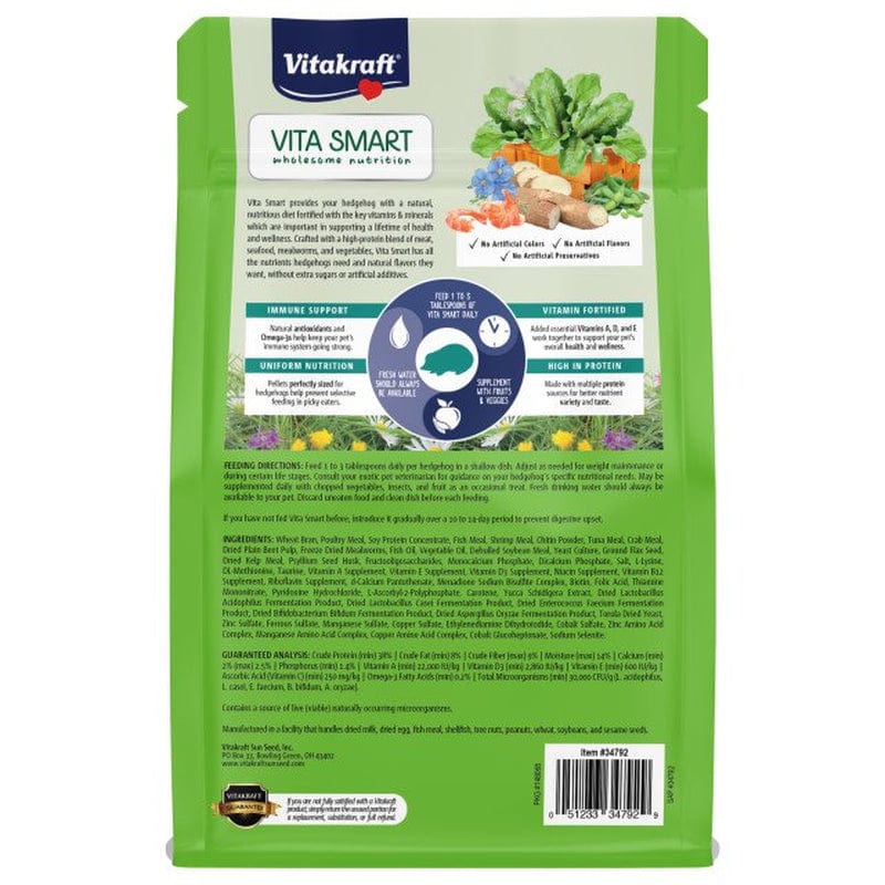 9 Lb (6 X 1.5 Lb) Vitakraft Vitasmart Hedgehog Food High Protein Insect Formula Animals & Pet Supplies > Pet Supplies > Small Animal Supplies > Small Animal Food Vitakraft   