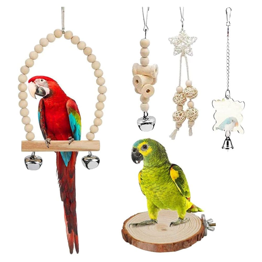 9 Pcs Parrots Chewing Natural Wood and Rope Bird Toy Coconut Hideaway with Ladder,Bird Perch Stand,Bird Cage Accessories Animals & Pet Supplies > Pet Supplies > Bird Supplies > Bird Ladders & Perches Mengmen   