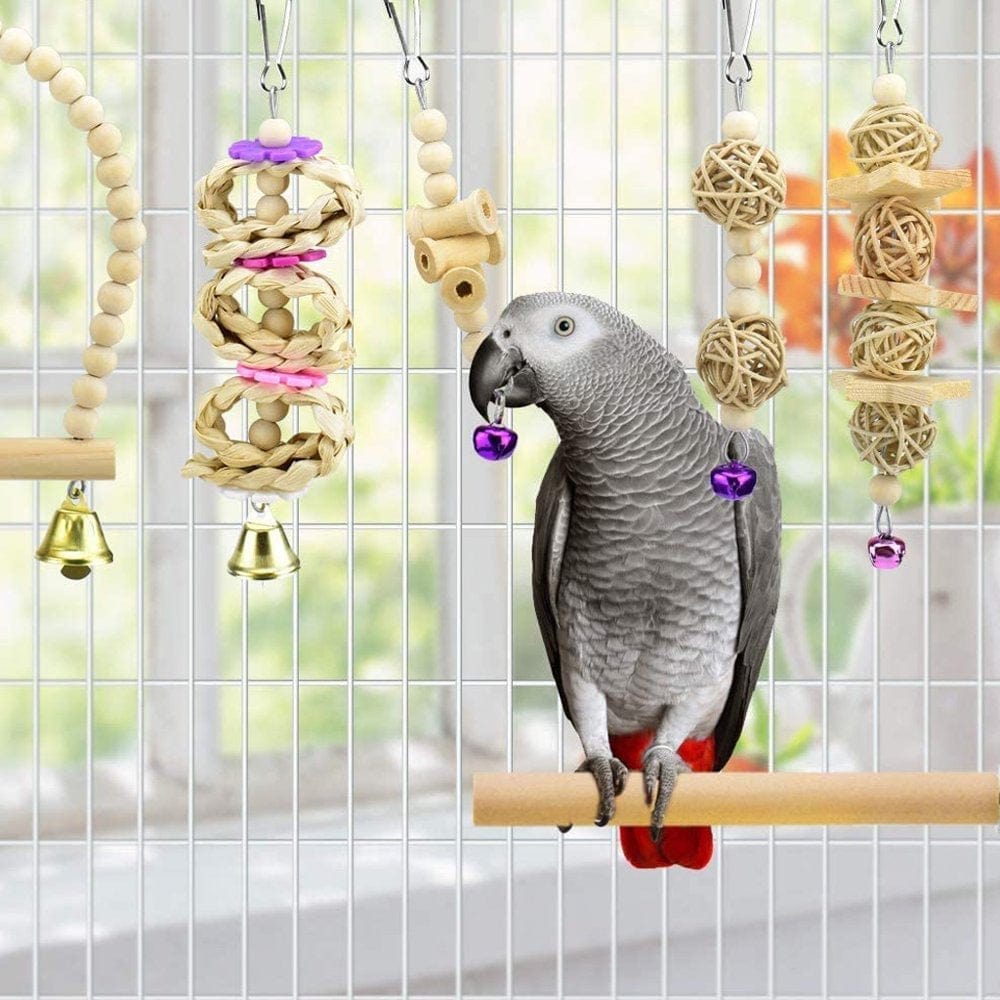 9 Pcs/Set Bird Parrot Swing Toys Chewing Standing Hanging Perch Hammock Climbing Ladder Bird Cage for Budgerigar Parakeet Conure Cockatiel Mynah Love Birds Finches Animals & Pet Supplies > Pet Supplies > Bird Supplies > Bird Ladders & Perches WANGFUFU   