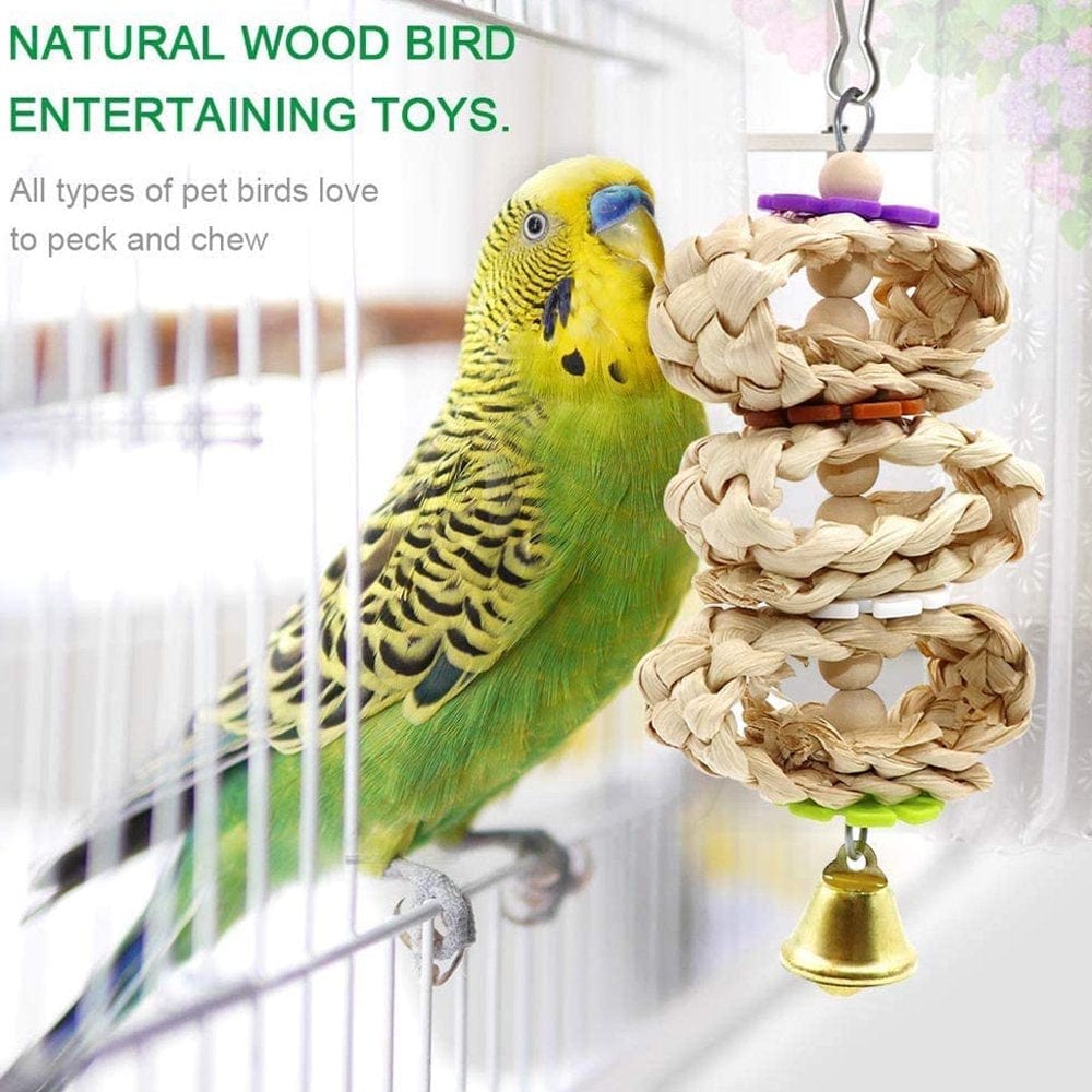 9 Pcs/Set Bird Parrot Swing Toys Chewing Standing Hanging Perch Hammock Climbing Ladder Bird Cage for Budgerigar Parakeet Conure Cockatiel Mynah Love Birds Finches Animals & Pet Supplies > Pet Supplies > Bird Supplies > Bird Ladders & Perches WANGFUFU   