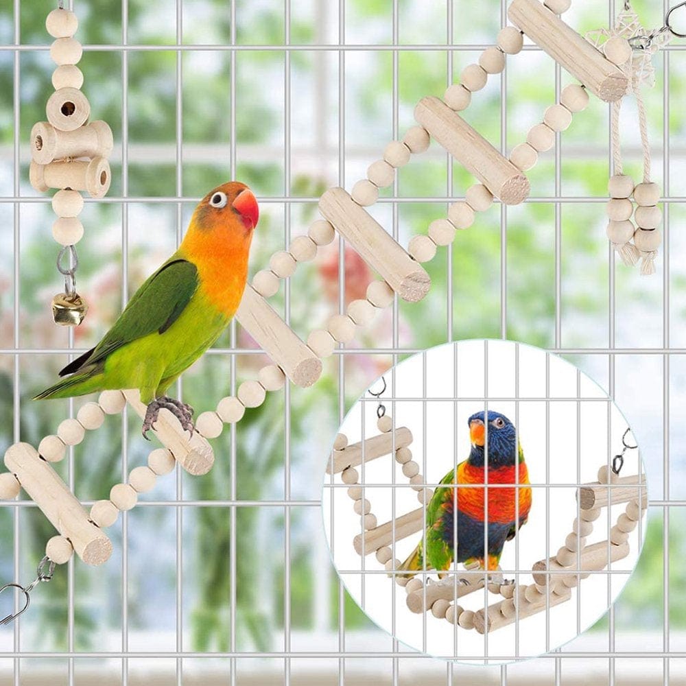 9 Pcs/Set Bird Parrot Swing Toys Chewing Standing Hanging Perch Hammock Climbing Ladder Bird Cage for Budgerigar Parakeet Conure Cockatiel Mynah Love Birds Finches Animals & Pet Supplies > Pet Supplies > Bird Supplies > Bird Ladders & Perches WANGFUFU   